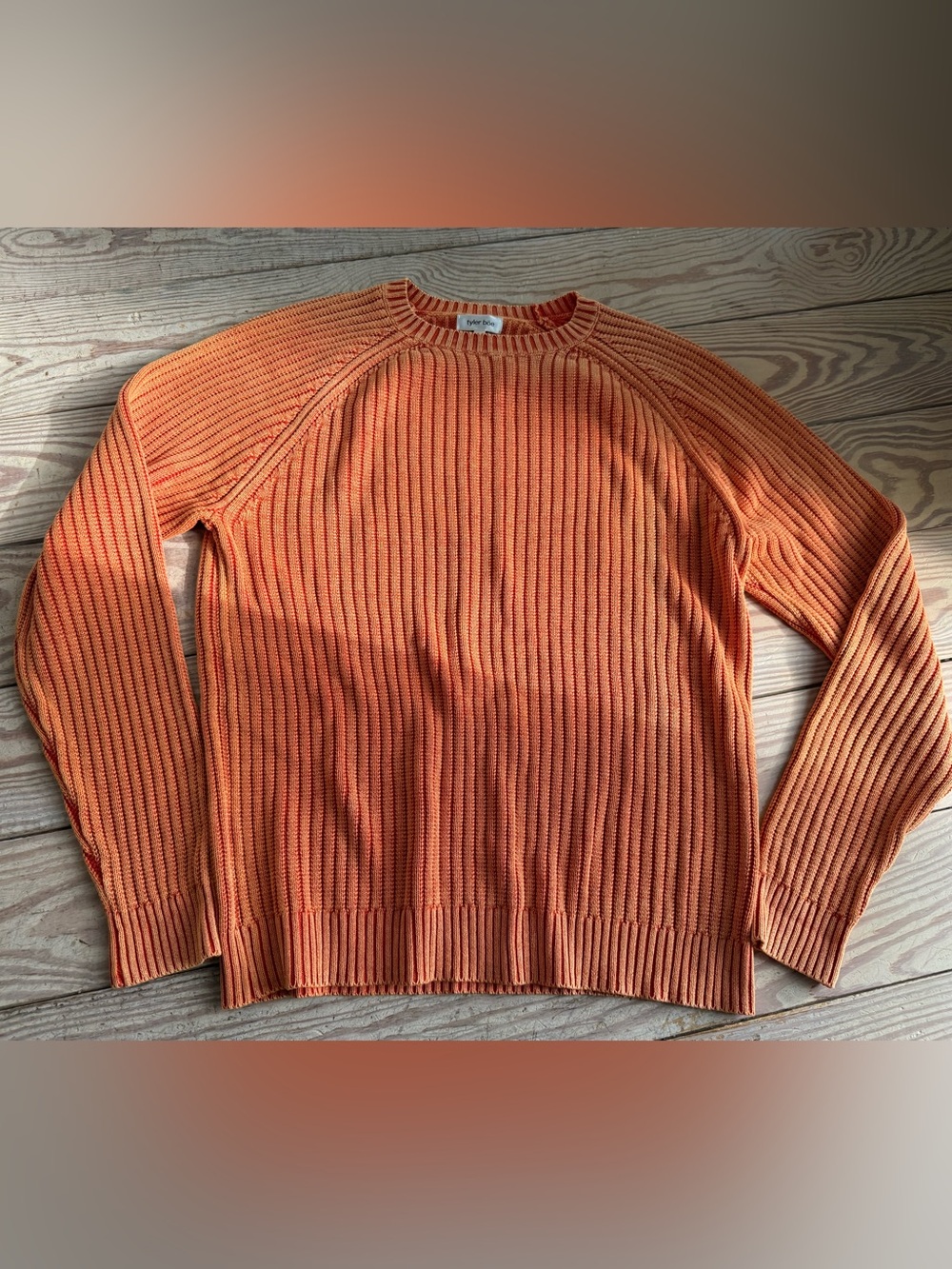 Tyler Böe Orange Ribbed Knit Cotton Sweater Size XL